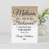 Glitter Sparkles White Bridesmaid Kaart (Staand voorkant)