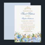 Glitter Sparkling Blue Floral Sweet Sixteen Uitnod Kaart<br><div class="desc">Meer  bloemen Sweet Sixteen 16th Birthday Invitation in de Little Bayleigh Store!</div>