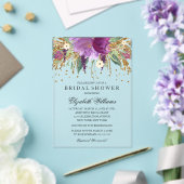 Glitter Sparkling Floral Amethyst Vrijgezellenfees Acryl Uitnodigingen (Insitu (Huwelijk))