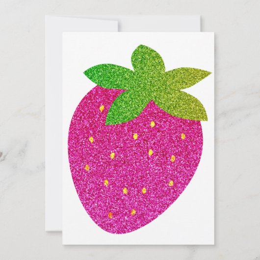 Glitter Sparkling Y2K Roze Aardbei 1e Verjaardag Kaart (Achterkant)