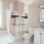 Glitter Sparkly Hallo prachtige blush Pink Eyes Douchegordijn (In situ)
