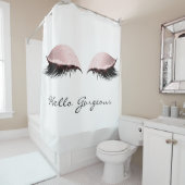Glitter Sparkly Hallo prachtige witte roze ogen Douchegordijn (In situ)