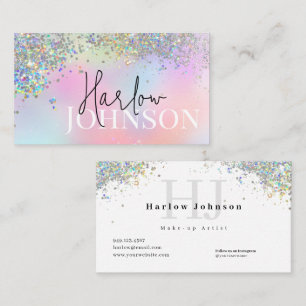 Glitter Sparkly Holographic Signature Monogram Visitekaartje