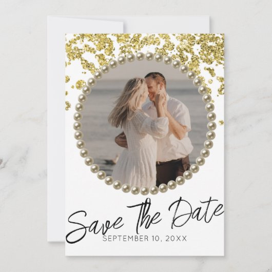 Glitter Sparkly Huwelijksfoto Save the Date Kaart (Voorkant)
