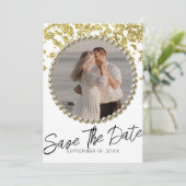 Glitter Sparkly Huwelijksfoto Save the Date Kaart (Staand voorkant)