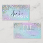 Glitter Sparkly Iridescent Folie Signature Monogra Visitekaartje (Voorkant / Achterkant)