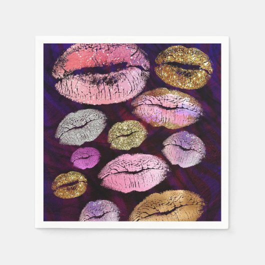 Glitter Sparkly Kiss Lips Beauty Make-up Party Servet (Voorkant)