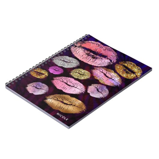 Glitter Sparkly Kiss Lips Beauty Makeup Trendy Notitieboek (Linkerzijde)
