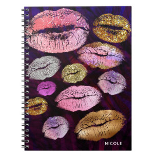 Glitter Sparkly Kiss Lips Beauty Makeup Trendy Notitieboek