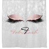 Glitter Sparkly Monogram Naam Gray Pink Girl Lash Douchegordijn (Voorkant)