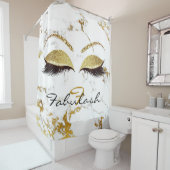 Glitter Sparkly Monogram Name Gold White Marmer Douchegordijn (In situ)