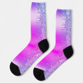 Glitter Sparkly Paarse Roze Neon Sokken (Links)