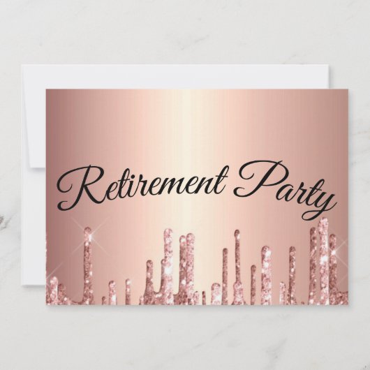 Glitter Sparkly Roos Gold Retirement Party Kaart (Achterkant)