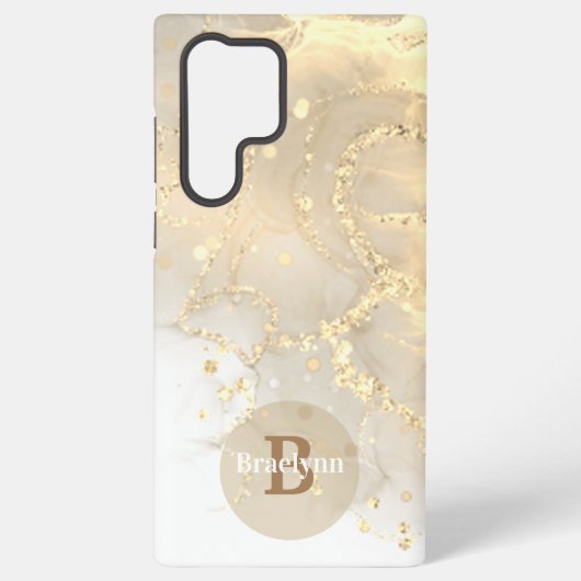 Glitter, speciaal gepersonaliseerd monogrammed Gol Samsung Galaxy Hoesje (Achterkant)