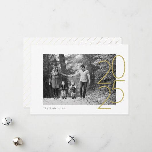 Glitter Speels 2025 Foto Feestdagenkaart (Voorkant / Achterkant in situ)