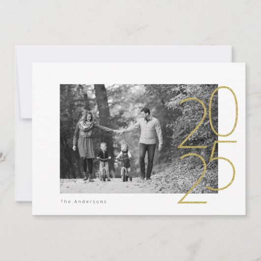 Glitter Speels 2025 Foto Feestdagenkaart (Voorkant)