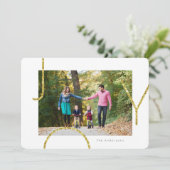 Glitter Speelse JOY Foto Feestdagenkaart (Staand voorkant)