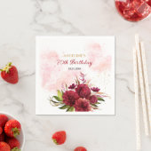 Glitter Splash Bourgondië Dahlia Roos Verjaardag Servet (Insitu)