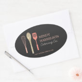 Glitter Spoon Whisk Spatula Catering Logo Ovale Sticker (Envelop)
