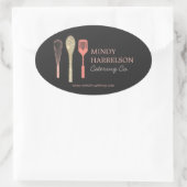 Glitter Spoon Whisk Spatula Catering Logo Ovale Sticker (Tas)