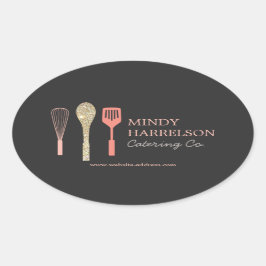 Glitter Spoon Whisk Spatula Catering Logo Ovale Sticker