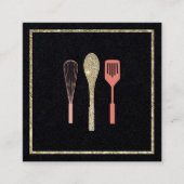 Glitter Spoon Whisk Spatula Catering Logo Vierkante Visitekaartje (Voorkant)