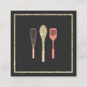 Glitter Spoon Whisk Spatula Catering Logo Vierkante Visitekaartje (Voorkant)