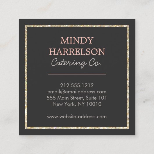 Glitter Spoon Whisk Spatula Catering Logo Vierkante Visitekaartje (Achterkant)