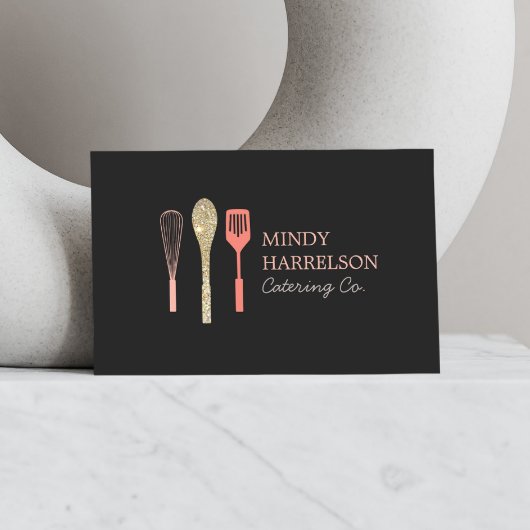 Glitter Spoon Whisk Spatula Catering Logo Visitekaartje