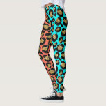 Glitter Spots Fur Leopard 80s Rock Turquoise Coral Leggings<br><div class="desc">Dit ontwerp kan worden gepersonaliseerd door de Edit optie van het Ontwerp te kiezen. Je kunt ook overdragen naar andere objecten. Neem contact met me op via colorflowcreations@gmail.com of gebruik de chatoptie bovenaan de pagina als u dit ontwerp op een ander product wilt plaatsen of hulp nodig hebt bij dit...</div>