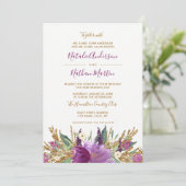 Glitter sprankelende Amethist bruiloft uitnodiging (Staand voorkant)