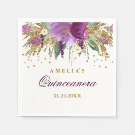 Glitter sprankelende Amethist Quinceanera servet