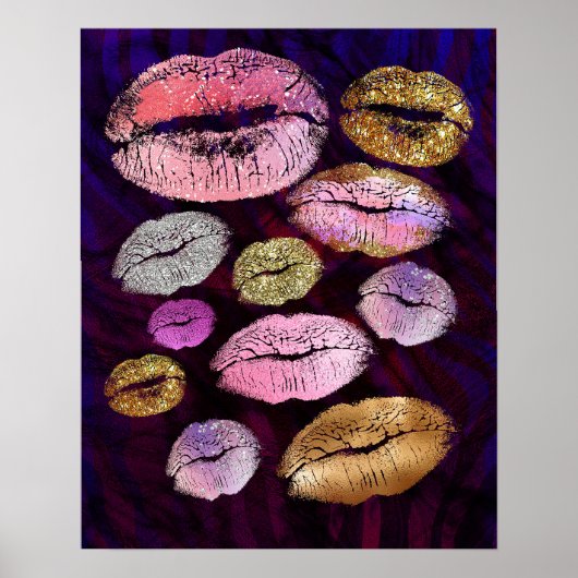 Glitter Sprankelende Kus Lippen Schoonheid Make-up Poster (Voorkant)