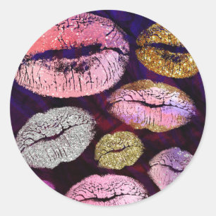 Glitter Sprankelende Kus Lippen Schoonheid Make-up Ronde Sticker