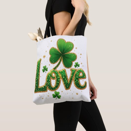 Glitter St. Patrick's Day Design Tote Bag (Dichtbij)