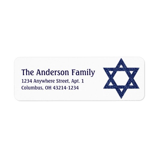 Glitter Star van David Hanukkah Adresetiketten d1 Etiket (Voorkant)