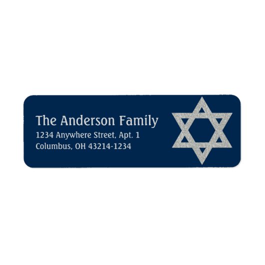 Glitter Star van David Hanukkah Adresetiketten d3 Etiket (Voorkant)