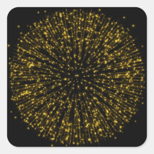 Glitter Starburst Sunburst Fireworks Sparkle Vierkante Sticker