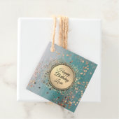 Glitter Stardust Blue Blauwgroen Gepersonaliseerde Bedankjes Labels (In situ)