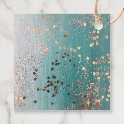 Glitter Stardust Blue Blauwgroen Gepersonaliseerde Bedankjes Labels (Achterkant)