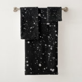 Glitter Stars2 - Silver Black Bad Handdoek (Insitu)