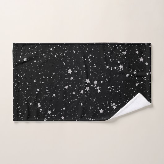 Glitter Stars2 - Silver Black Bad Handdoek (Handdoek)