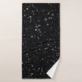 Glitter Stars2 - Silver Black Badhanddoek