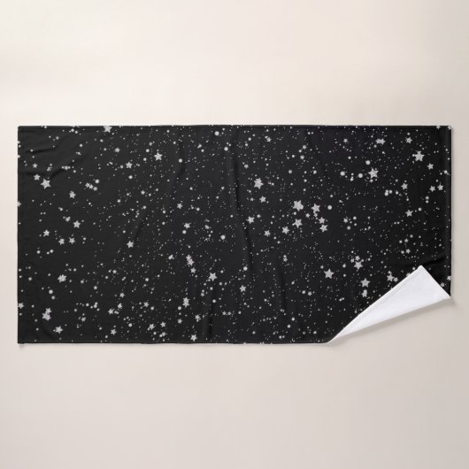Glitter Stars2 - Silver Black Badhanddoek (Badhanddoek)