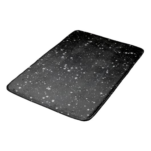 Glitter Stars2 - Silver Black Badmat (Gekanteld)