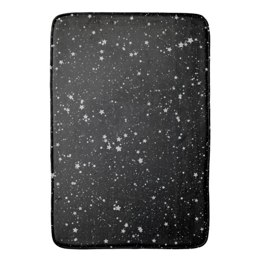 Glitter Stars2 - Silver Black Badmat (Voorkant Verticaal)