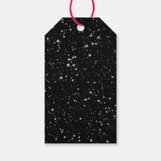 Glitter Stars2 - Silver Black Cadeaulabel (Voorkant)