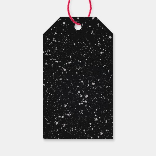 Glitter Stars2 - Silver Black Cadeaulabel (Achterkant)