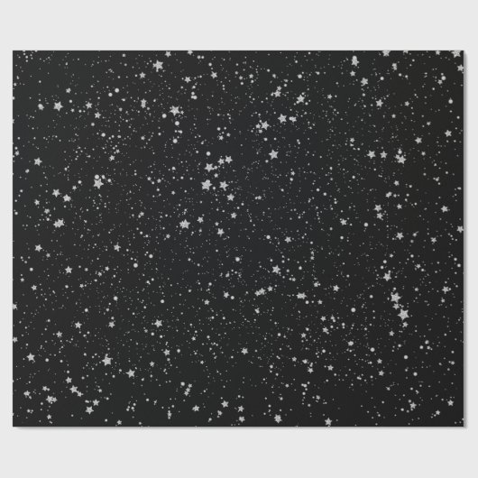 Glitter Stars2 - Silver Black Cadeaupapier (Vlak)