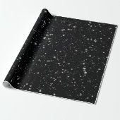 Glitter Stars2 - Silver Black Cadeaupapier (Uitgerold)